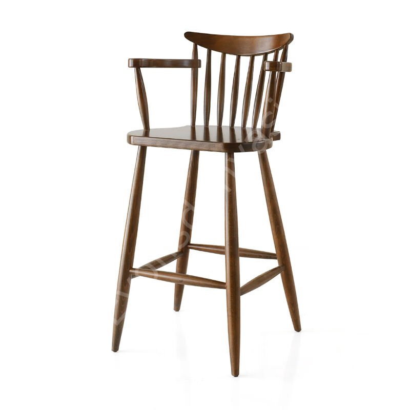 Kırlangıç Kollu Ahşap Bar Sandalyesi