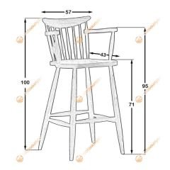 Kırlangıç Kollu Ahşap Bar Sandalyesi