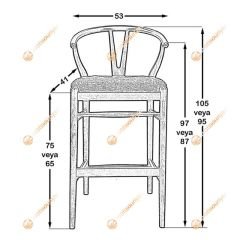 Wishbone Döşemeli Bar Sandalyesi Natural