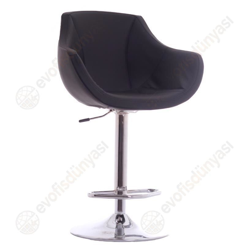 Megan Tepsi Ayaklı Bar Sandalyesi Siyah