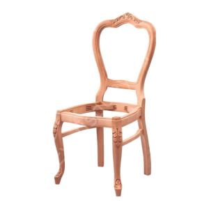 Klasik Ayak Oymalı Ham Ahşap Sandalye 03