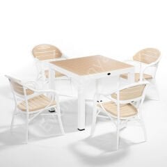 Bambo Masa Sandalye Takımı 4 Kişilik Çikolata-Kapuçino