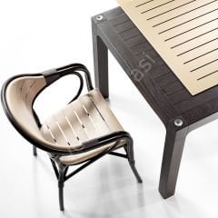 Bambo Masa Sandalye Takımı 4 Kişilik Çikolata-Kapuçino