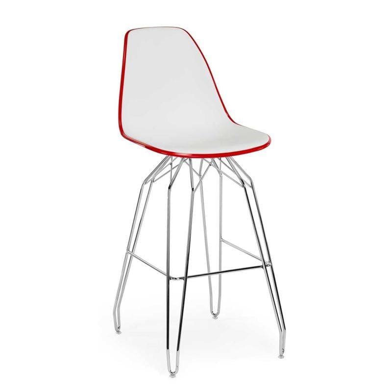 Veos PP Krom Metal Ayaklı Bar Sandalyesi Kırmızı