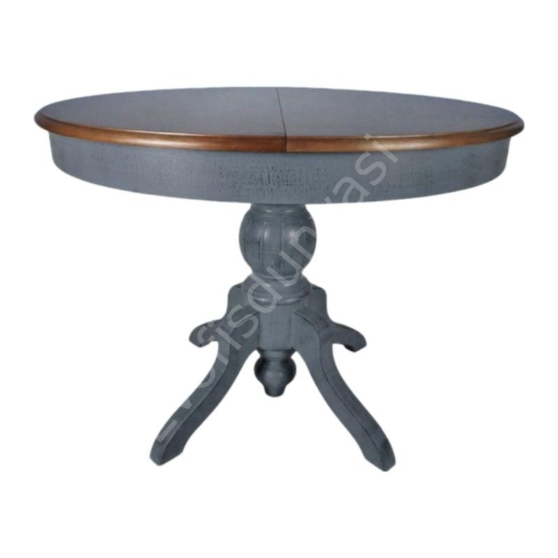 100'lük Açılır Yuvarlak Ahşap Baba Masa Ceviz Antrasit