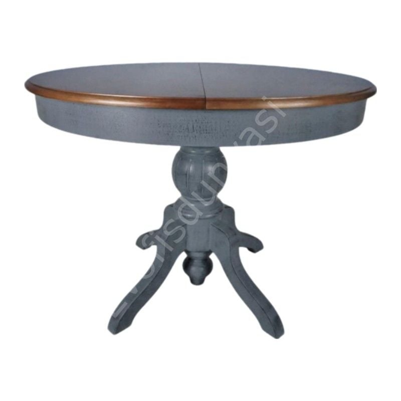 120'lik Açılır Yuvarlak Ahşap Baba Masa Ceviz Antrasit