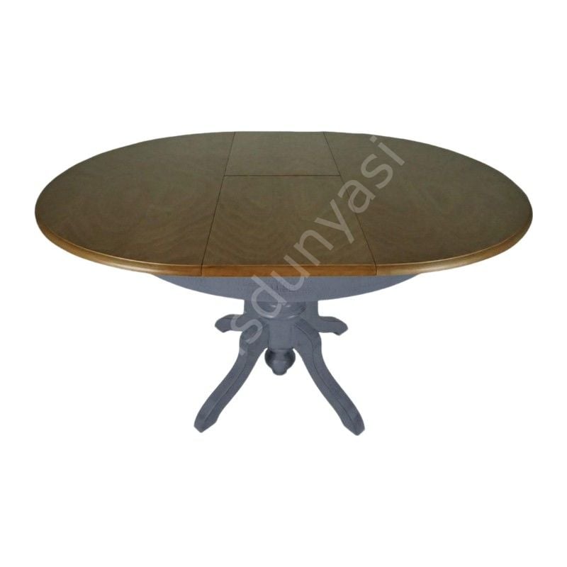 120'lik Açılır Yuvarlak Ahşap Baba Masa Ceviz Antrasit