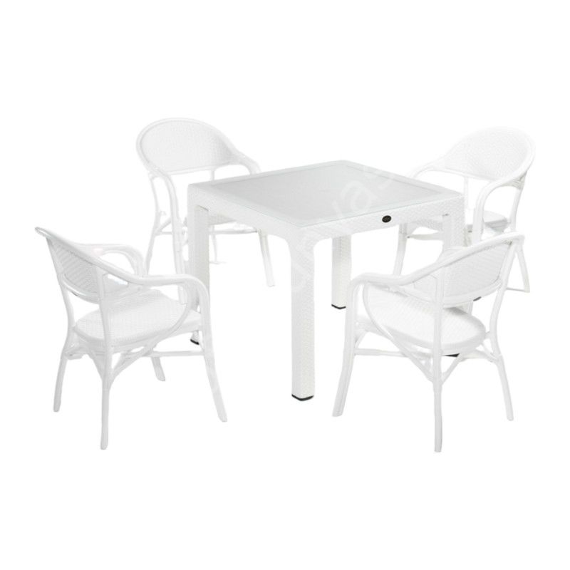 Nirvana Bahçe Masa Sandalye Takımı 4 Kişilik Beyaz