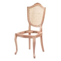 Kupa Hasırlı Oymalı Ham Ahşap Sandalye