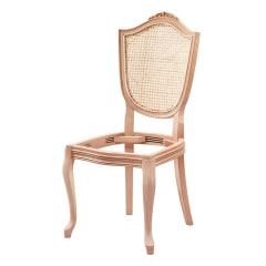 Kupa Hasırlı Oymalı Ham Ahşap Sandalye