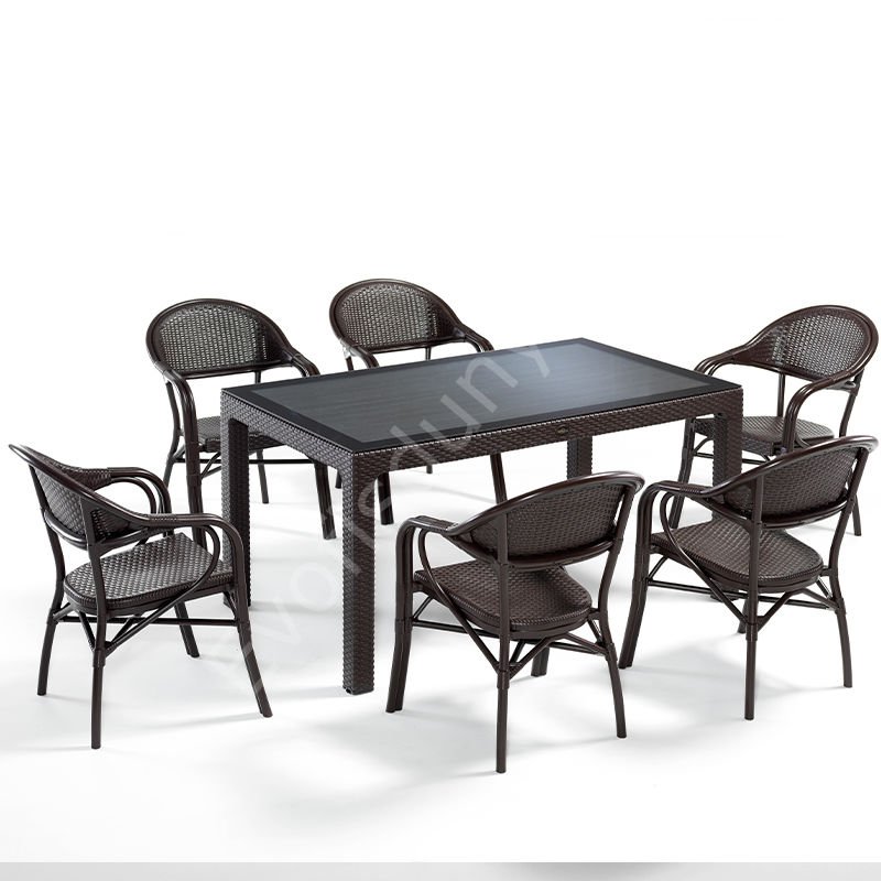 Nirvana Bahçe Masa Sandalye Takımı 6 Kişilik Kahve