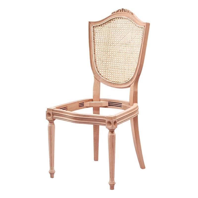 Kupa Hasırlı Oymalı Tornalı Ham Ahşap Sandalye