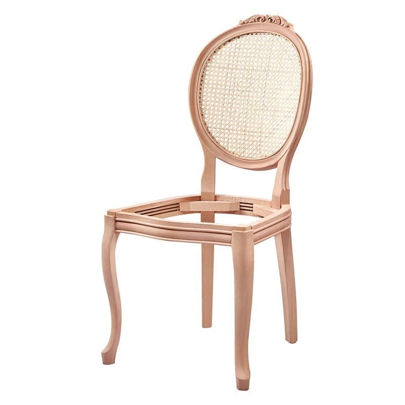 Manolya Ham Hasırlı Oymalı Ahşap Sandalye
