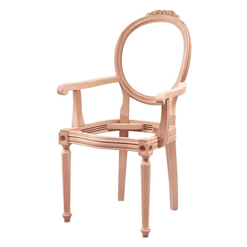 Manolya Tornalı Oymalı Ham Kollu Ahşap Sandalye