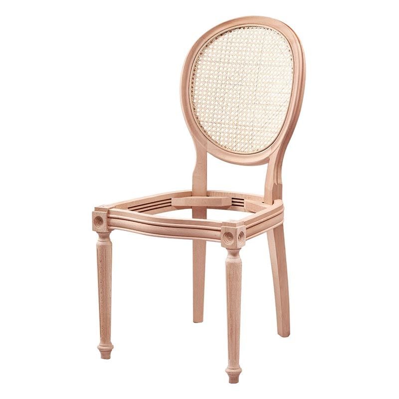 Manolya Hasırlı Tornalı Ham Ahşap Sandalye