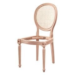 Manolya Hasırlı Tornalı Ham Ahşap Sandalye