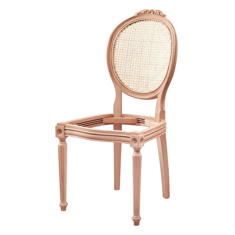 Manolya Hasırlı Tornalı Oymalı Ham Ahşap Sandalye