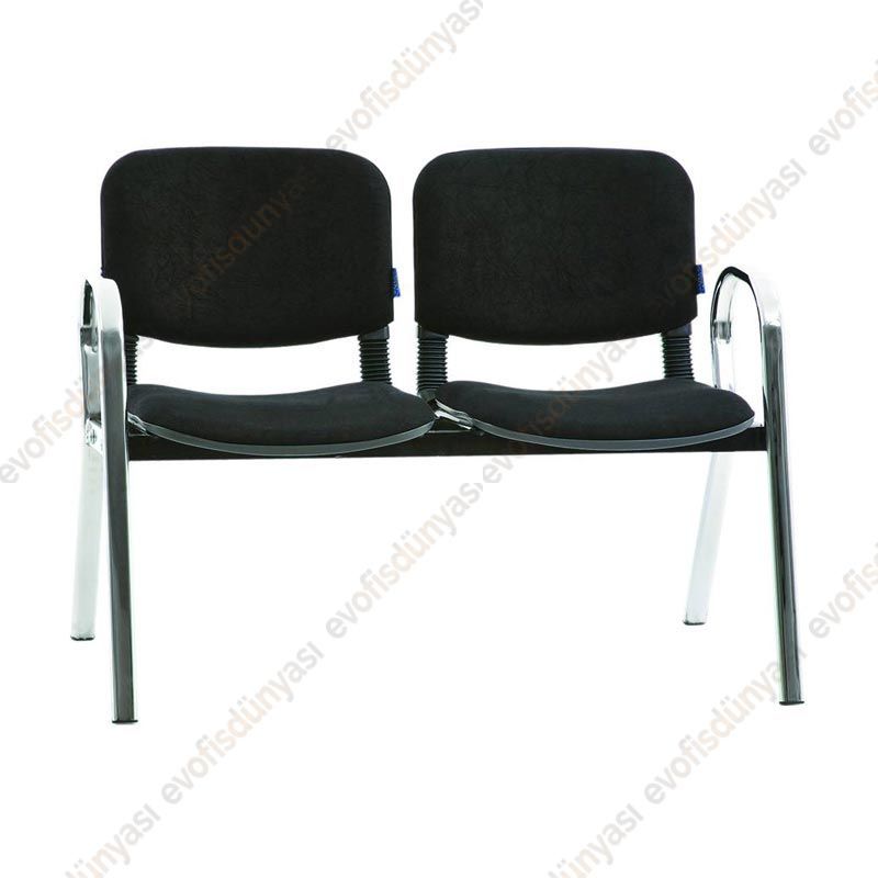 Form İkili Bekleme Koltuğu Krom Siyah
