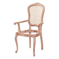 Cetro İtalyan Hasırlı Kollu Ham Ahşap Sandalye