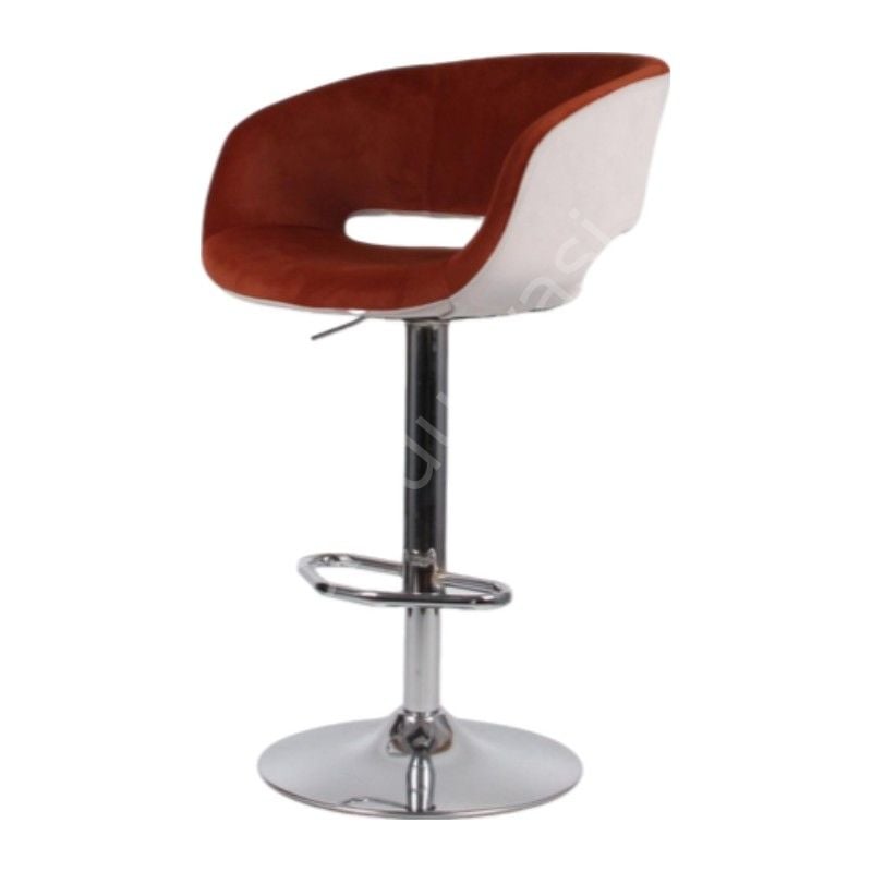 Ciro Boru Ayaklı Bar Sandalyesi Turuncu Gri