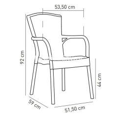 Laroy PP Kollu Rattan Görünümlü Sandalye K. Kahve