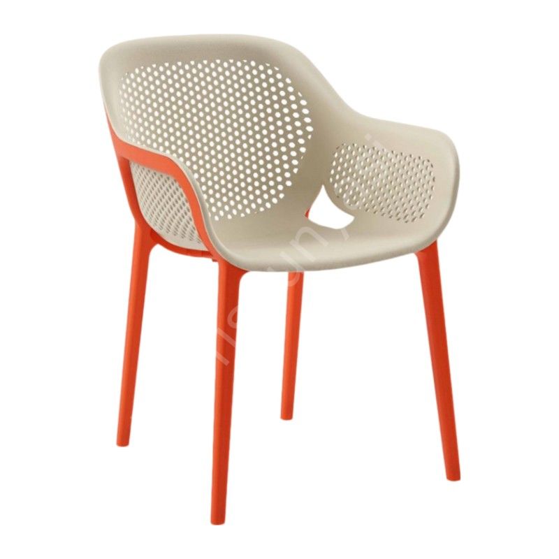Arta Lüx PP Kollu Plastik Sandalye Portakal - Bej