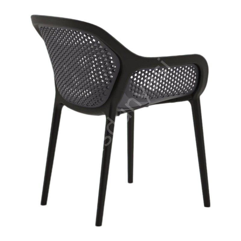 Arta Lüx PP Kollu Plastik Sandalye Siyah - Antrasit