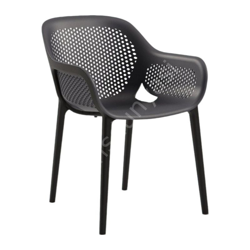 Arta Lüx PP Kollu Plastik Sandalye Siyah - Antrasit