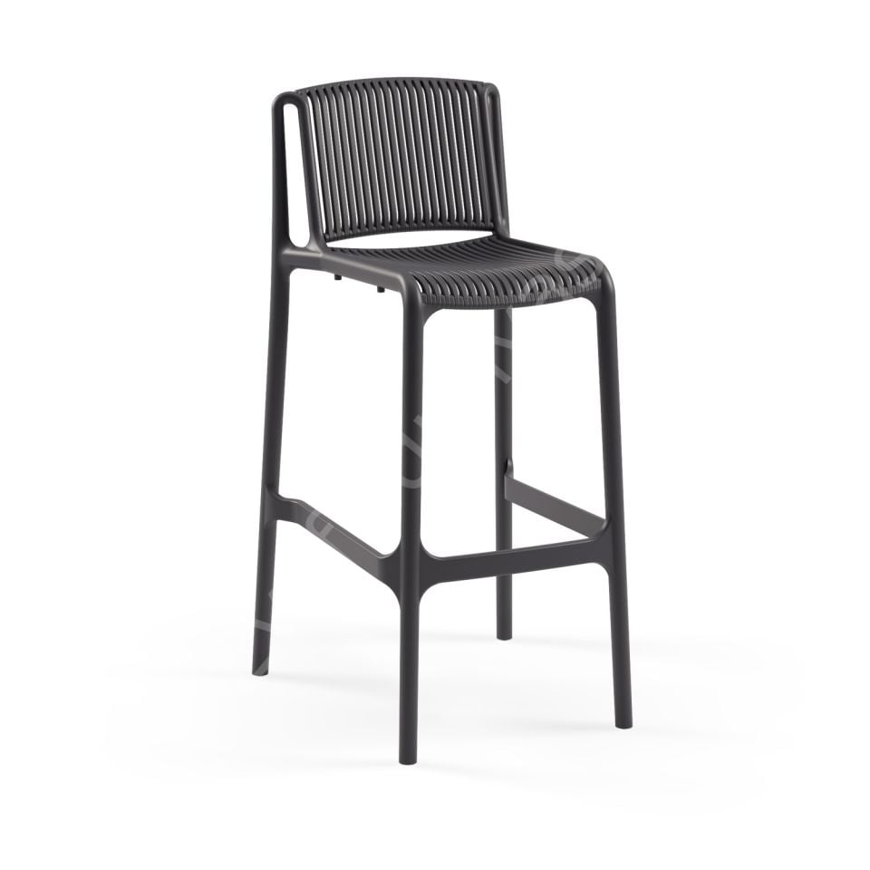 Tropik PP Plastik Bar Sandalyesi 75 cm - Siyah