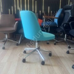 Ditha Kolsuz Çalışma Sandalyesi Turkuaz Deri - Krom