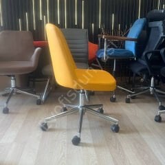 Ditha Kolsuz Çalışma Sandalyesi Hardal Sarısı - Krom