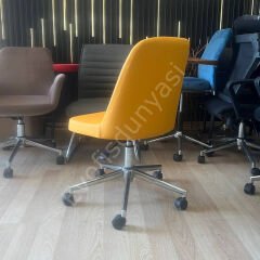 Ditha Kolsuz Çalışma Sandalyesi Hardal Sarısı - Krom
