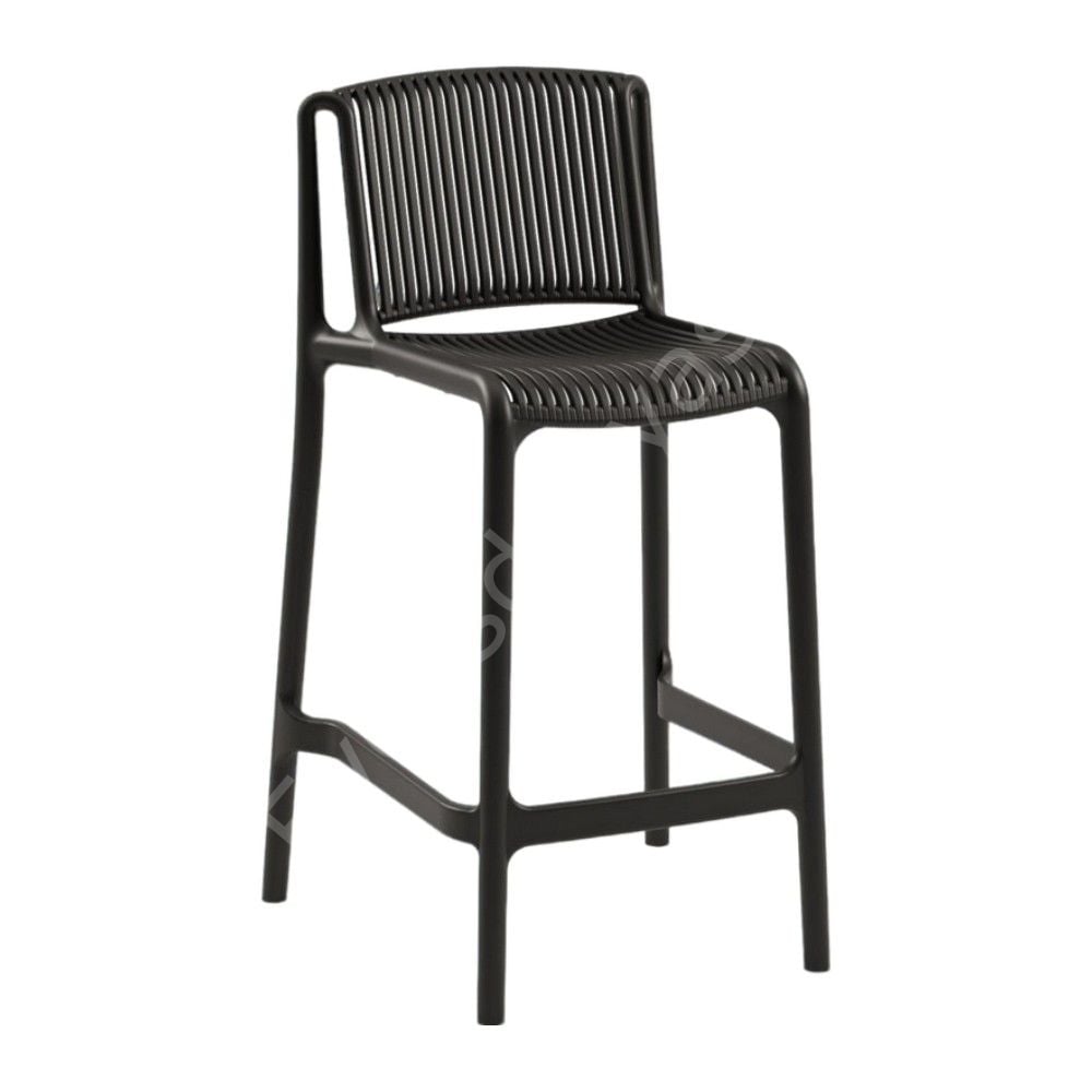 Tropik PP Plastik Bar Sandalyesi 65 cm - Siyah