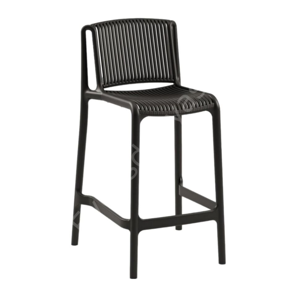 Tropik PP Plastik Bar Sandalyesi 65 cm - Siyah