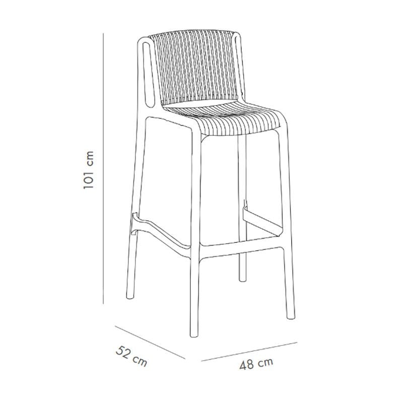 Tropik PP Plastik Bar Sandalyesi 75 cm - Siyah