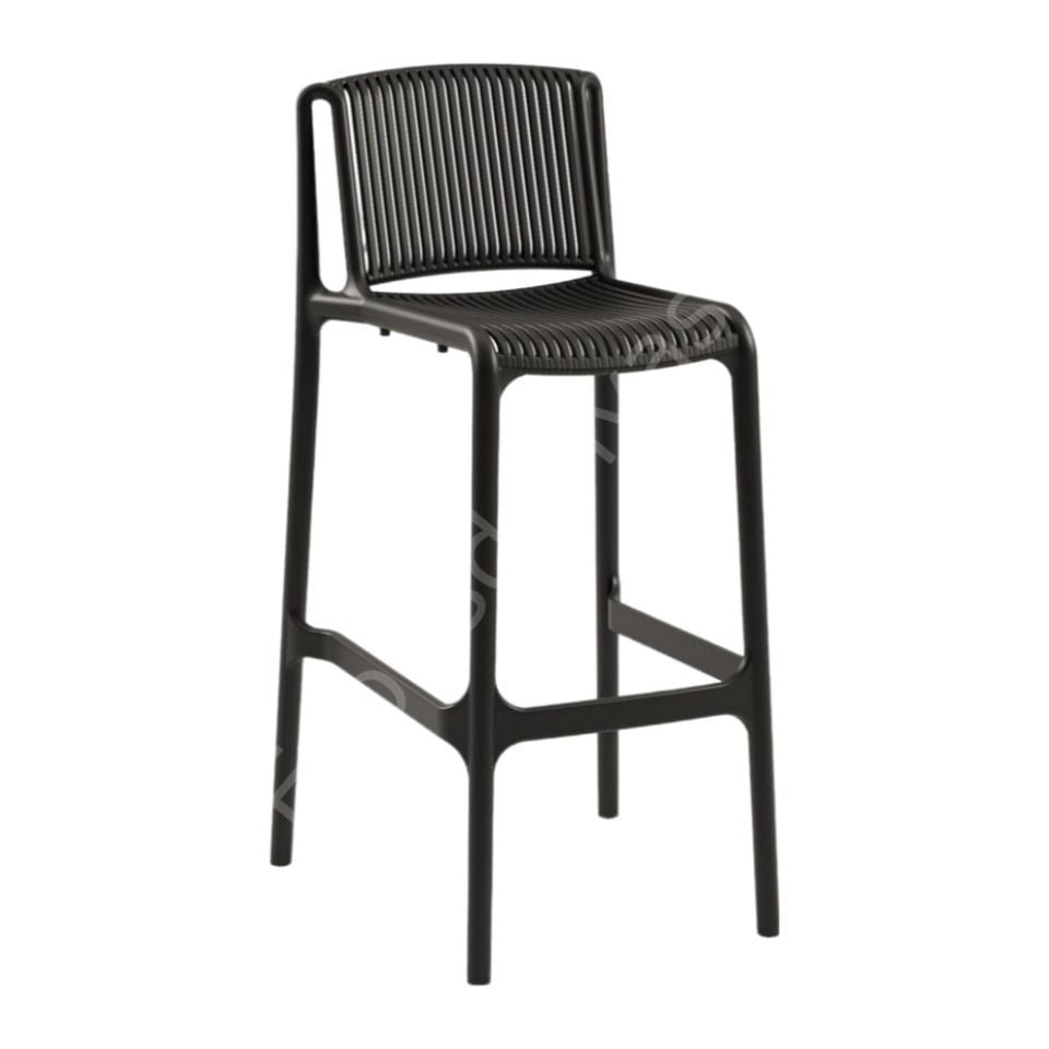 Tropik PP Plastik Bar Sandalyesi 75 cm - Siyah