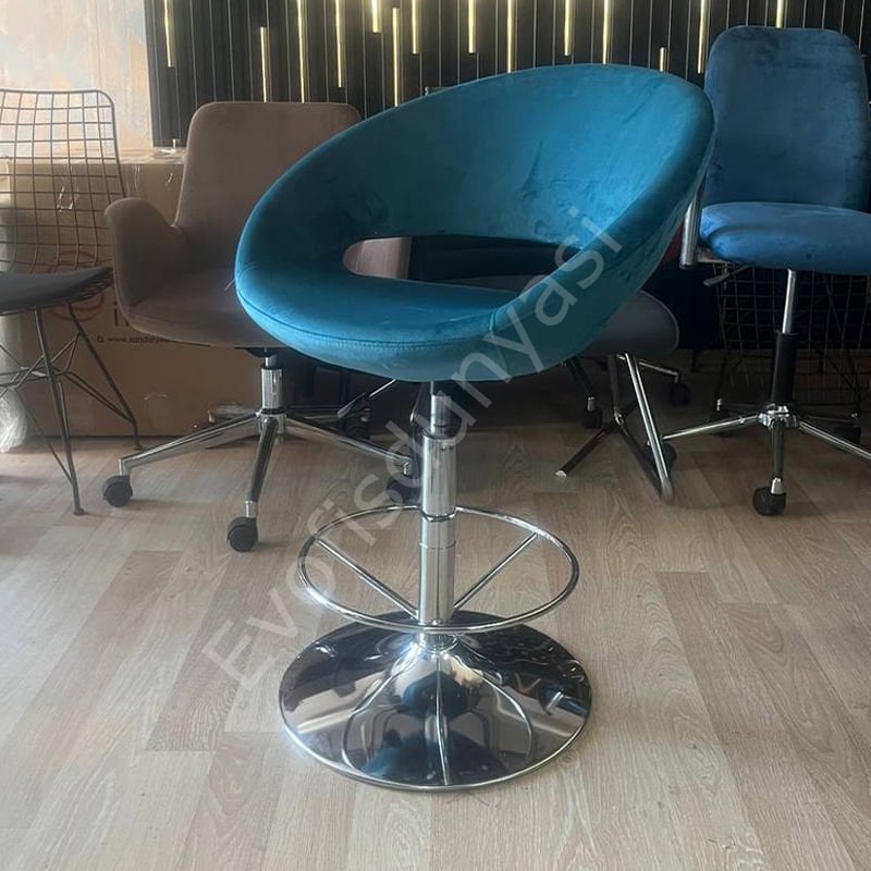 Song Çemberli Bar Sandalyesi Petrol Yeşil