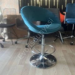 Song Çemberli Bar Sandalyesi Petrol Yeşil