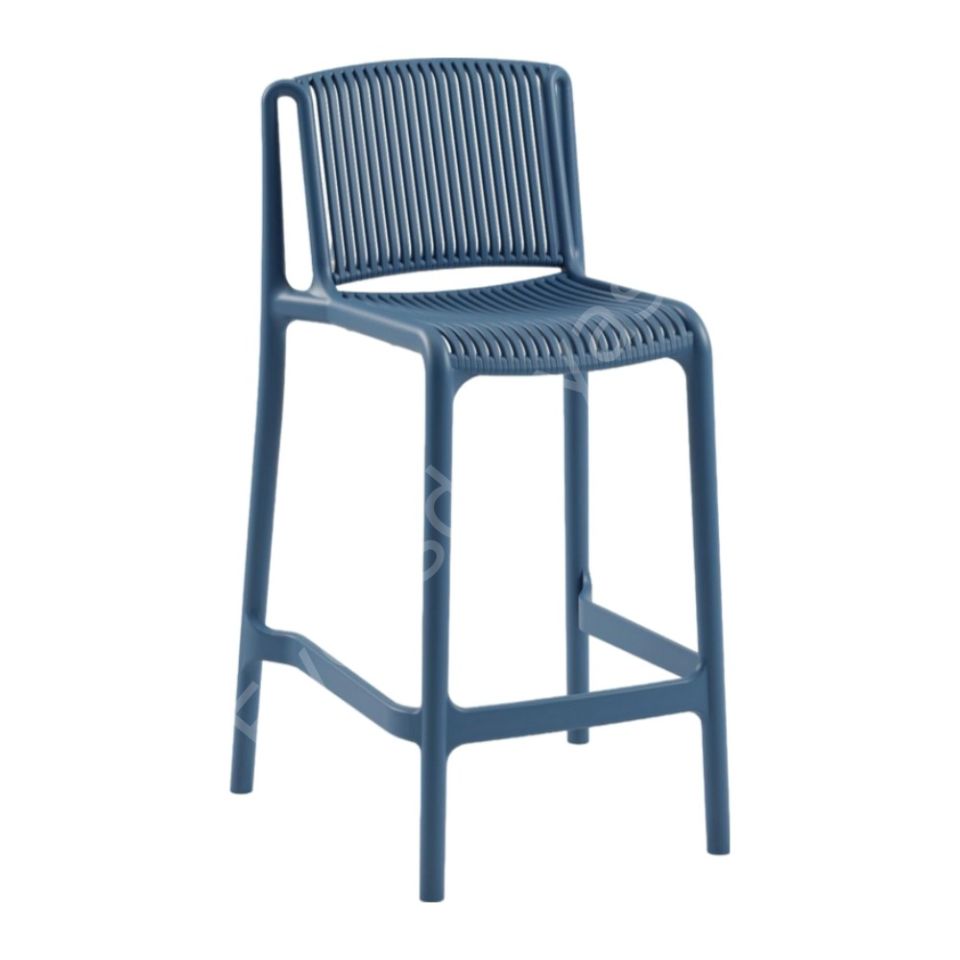 Tropik PP Plastik Bar Sandalyesi 65 cm - Saks Mavi