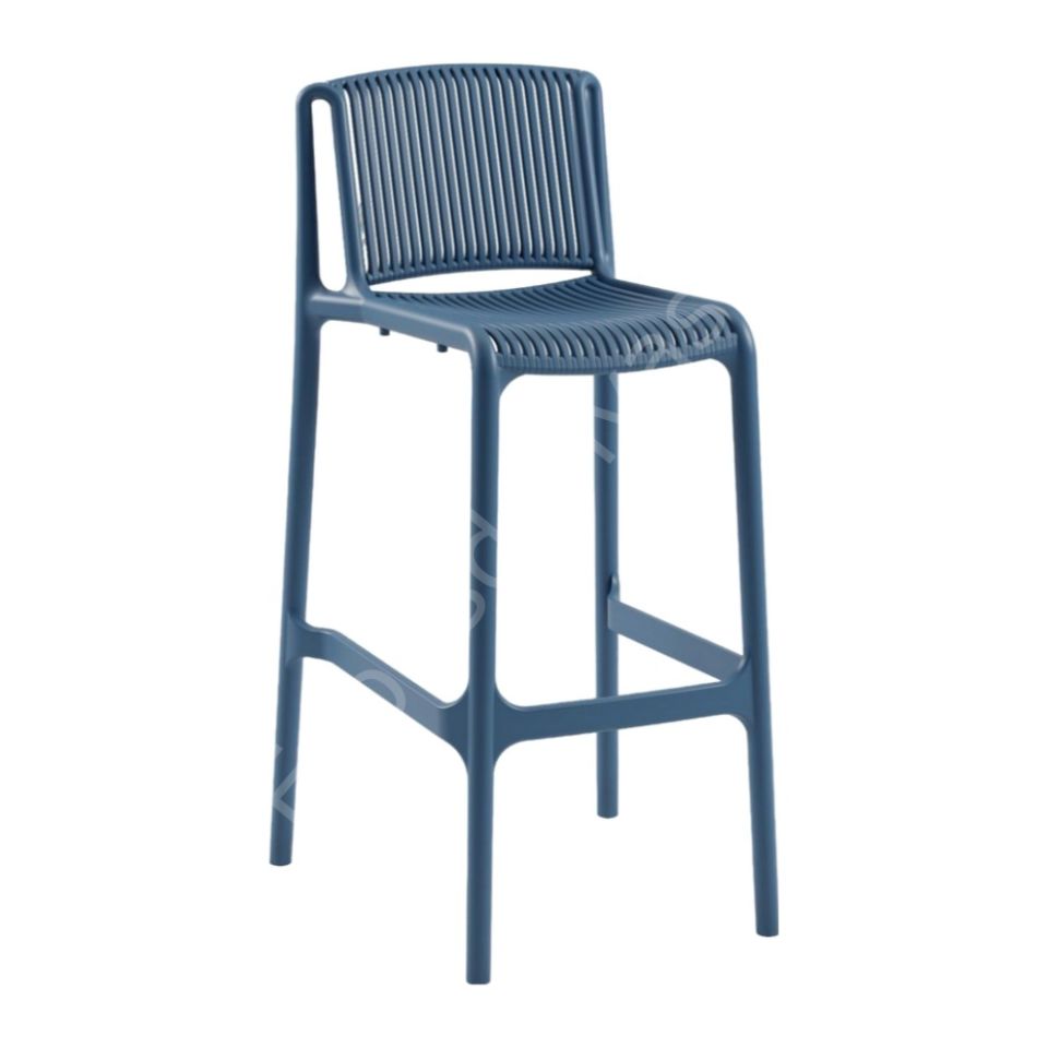 Tropik PP Plastik Bar Sandalyesi 75 cm - Saks Mavi