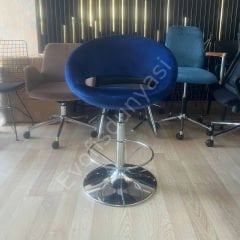 Song Çemberli Bar Sandalyesi Lacivert Kumaş