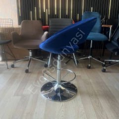 Song Çemberli Bar Sandalyesi Lacivert Kumaş