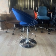 Song Çemberli Bar Sandalyesi Lacivert Kumaş