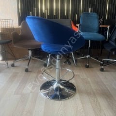 Song Çemberli Bar Sandalyesi Lacivert Kumaş