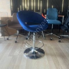Song Çemberli Bar Sandalyesi Lacivert Kumaş