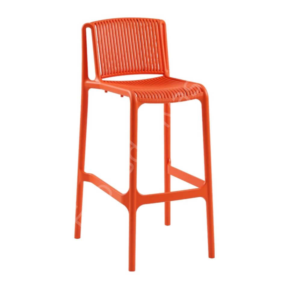 Tropik PP Plastik Bar Sandalyesi 75 cm - Turuncu