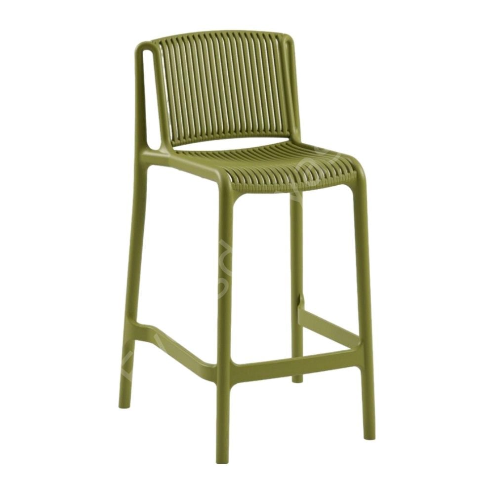 Tropik PP Plastik Bar Sandalyesi 65 cm - Haki