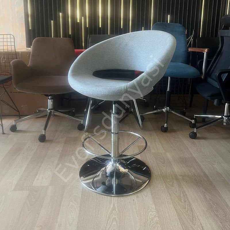 Song Çemberli Bar Sandalyesi Bej Kaşe Kumaş