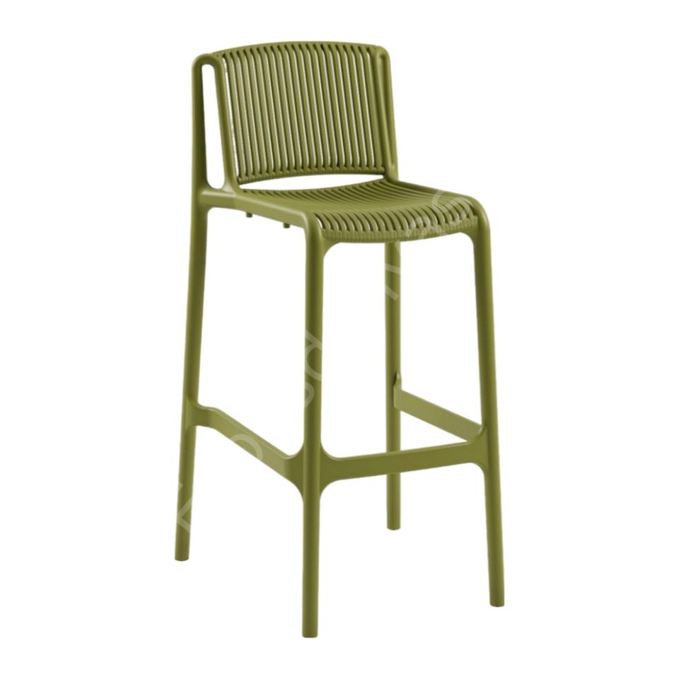 Tropik PP Plastik Bar Sandalyesi 75 cm - Haki
