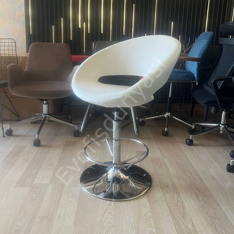 Song Çemberli Bar Sandalyesi Krem Kumaş